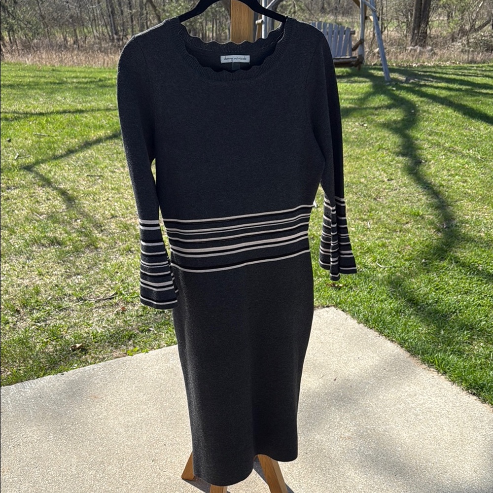 Elegant Black Striped Dress